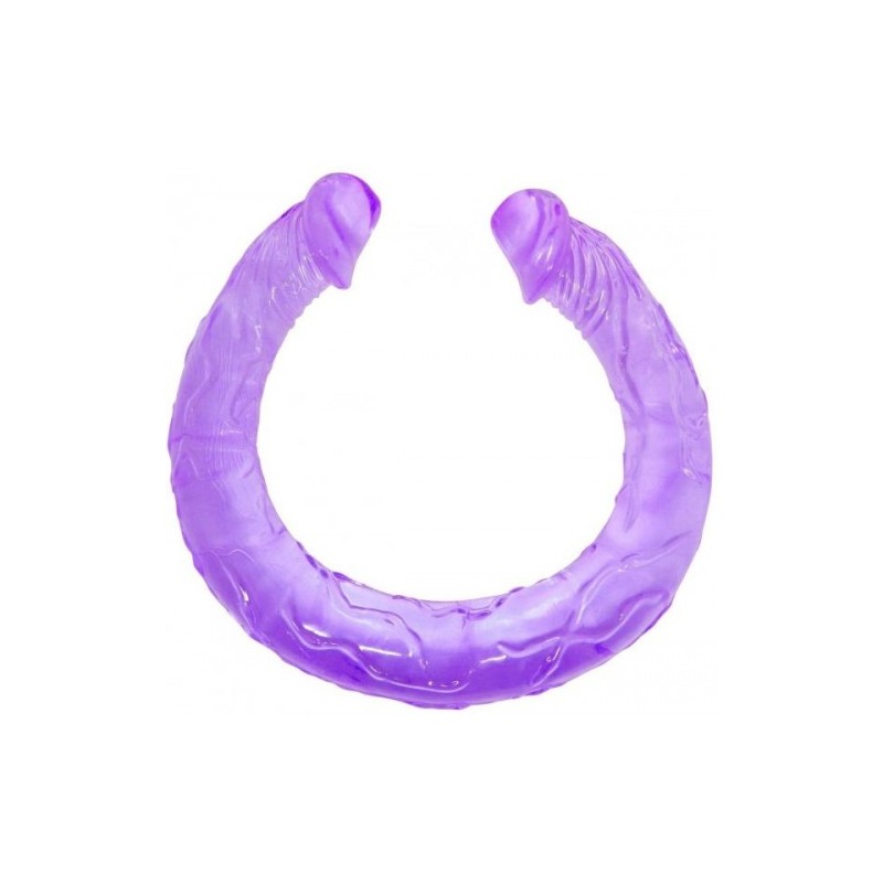 Διπλό εύκαμπτο Μώβ ομοίωμα πέους για διπλές τρελίτσες 45 εκ