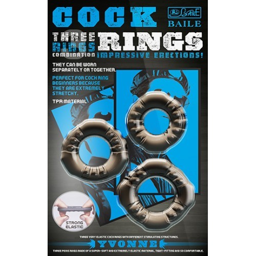 Σετ με τρία ελαστικά εύκαμπτα δαχτυλίδια Στύσης