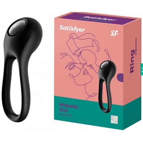 Δαχτυλίδι Πέους &amp Όρχεων με Δόνηση Satisfyer Majestic Duo ΜΑΥΡΟ