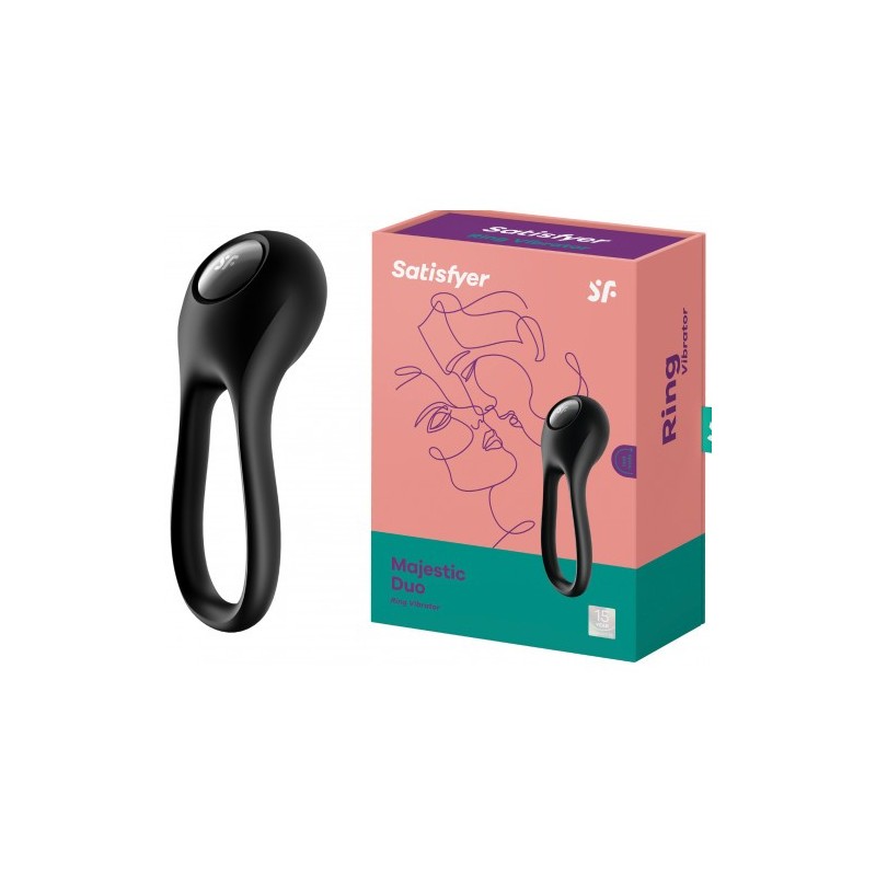Δαχτυλίδι Πέους &amp Όρχεων με Δόνηση Satisfyer Majestic Duo ΜΑΥΡΟ