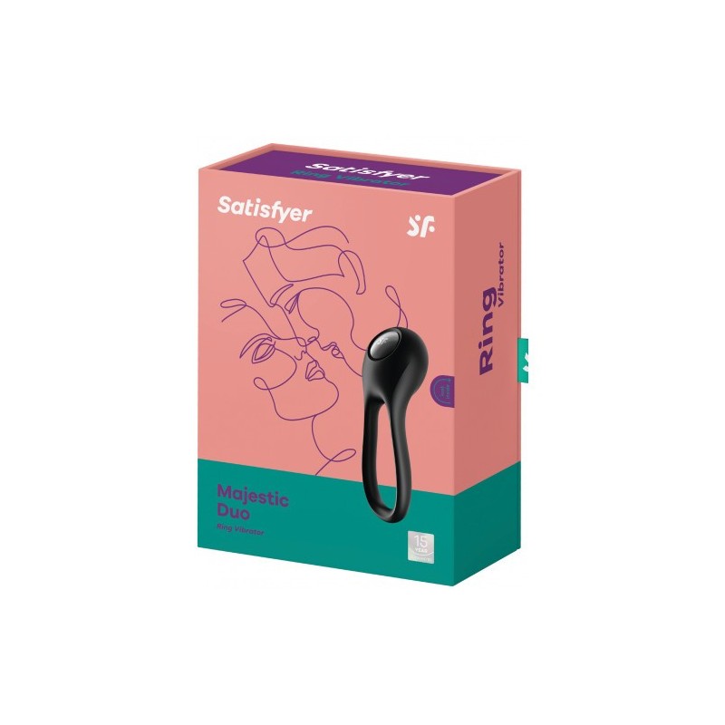 Δαχτυλίδι Πέους &amp Όρχεων με Δόνηση Satisfyer Majestic Duo ΜΑΥΡΟ