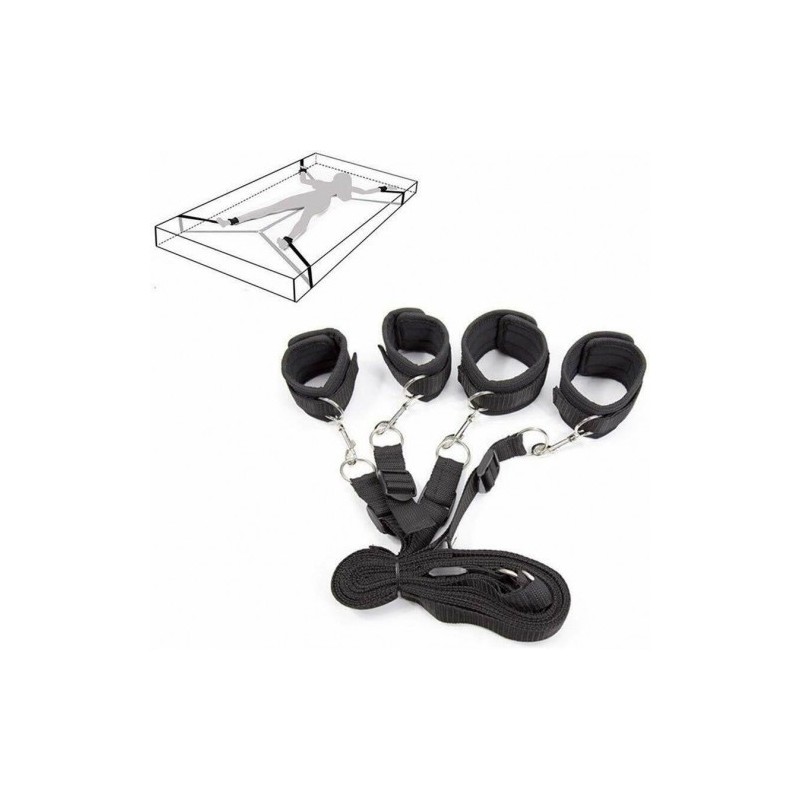 Μαύρα Δεσμά Χειροπέδες Κρεβατιού Naughty Toys