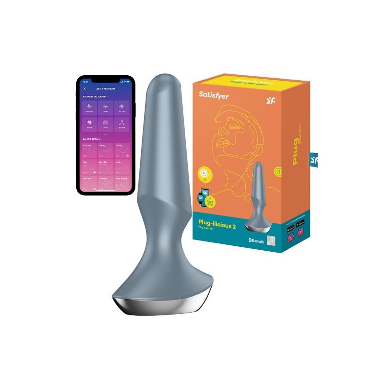 Πρωκτική Σφήνα με Δόνηση Satisfyer PLUG-ILICIOUS 2 ΓΚΡΙΖΟ