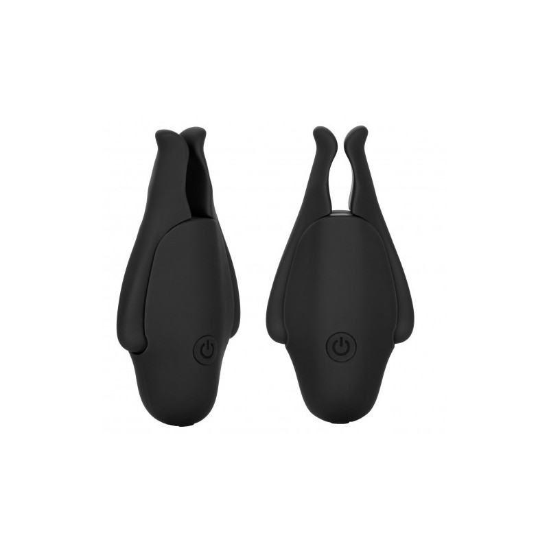 Μαύροι Επαναφορτιζόμενοι Σφικτήρες Θηλών με Δόνηση CalExotics