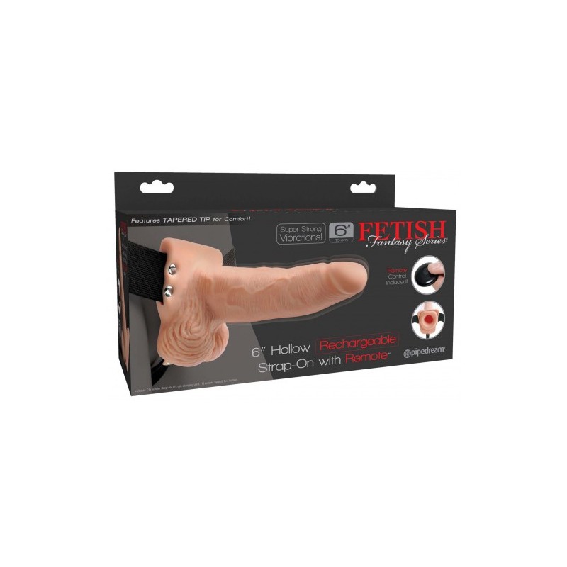 Τηλεχειριζόμενο δονούμενο Στραπ-ον ντίλντο 6 ιντσών με οπή τρύπα