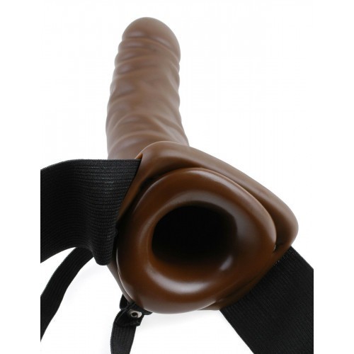Fetish Fantasy Vibrating Hollow Strap-on 8 Inch Brown