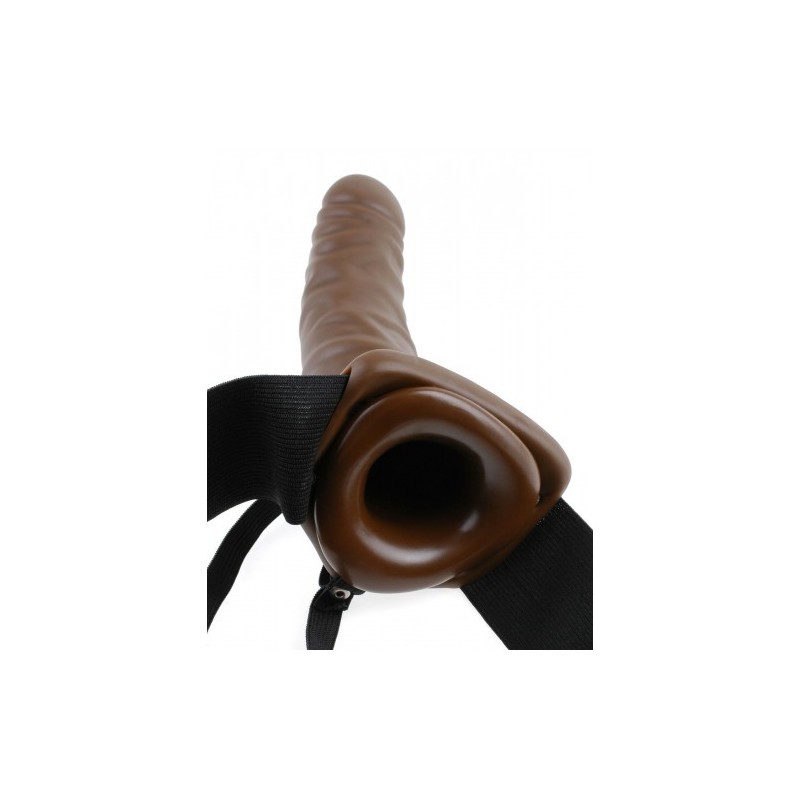 Fetish Fantasy Vibrating Hollow Strap-on 8 Inch Brown