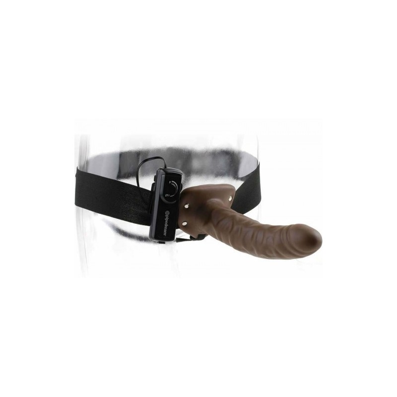 Fetish Fantasy Vibrating Hollow Strap-on 8 Inch Brown
