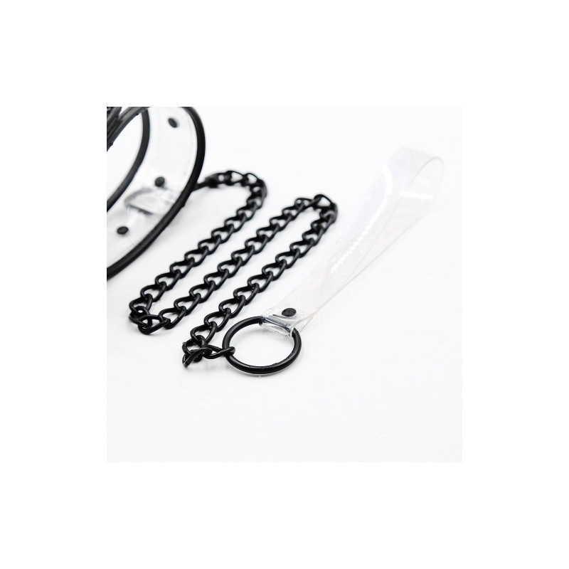 Transparent Collar and Leash 42x5.5cm