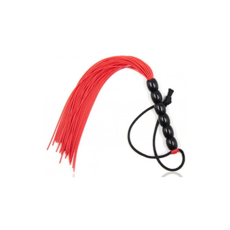 Κόκκινο Μίνι παιχνιδιάρικο μαστίγιο σιλικόνης με χάνδρινη λαβή 22 cm