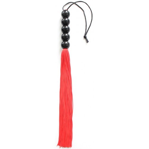 Κόκκινο Μίνι παιχνιδιάρικο μαστίγιο σιλικόνης με χάνδρινη λαβή 22 cm