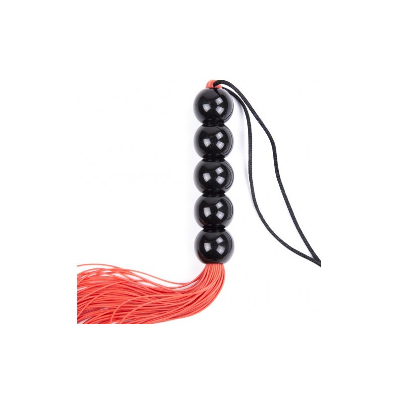 Κόκκινο Μίνι παιχνιδιάρικο μαστίγιο σιλικόνης με χάνδρινη λαβή 22 cm