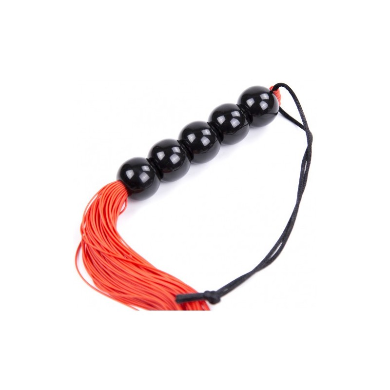 Κόκκινο Μίνι παιχνιδιάρικο μαστίγιο σιλικόνης με χάνδρινη λαβή 22 cm