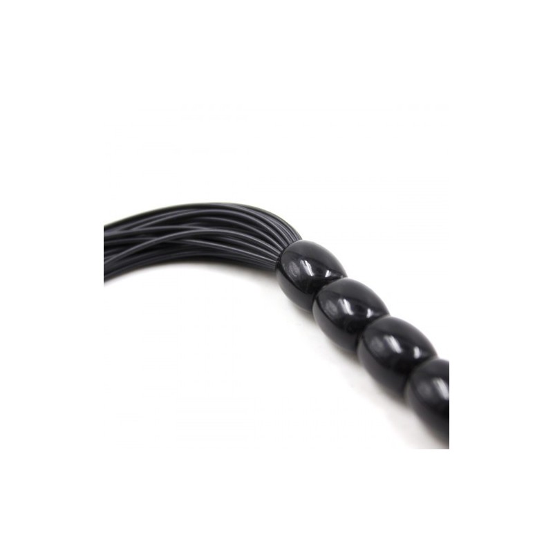 Μαύρο Μίνι Παιχνιδιάρικο μαστίγιο σιλικόνης με χάνδρινη λαβή 36 cm
