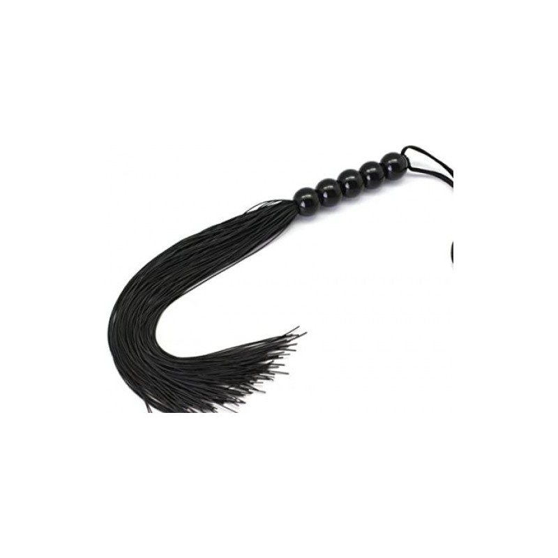 Μαύρο Παιχνιδιάρικο μαστίγιο σιλικόνης με χάνδρινη λαβή 36 cm