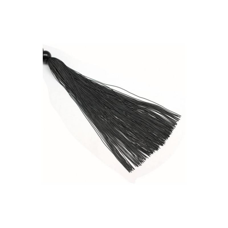 Μαύρο Παιχνιδιάρικο μαστίγιο σιλικόνης με χάνδρινη λαβή 36 cm