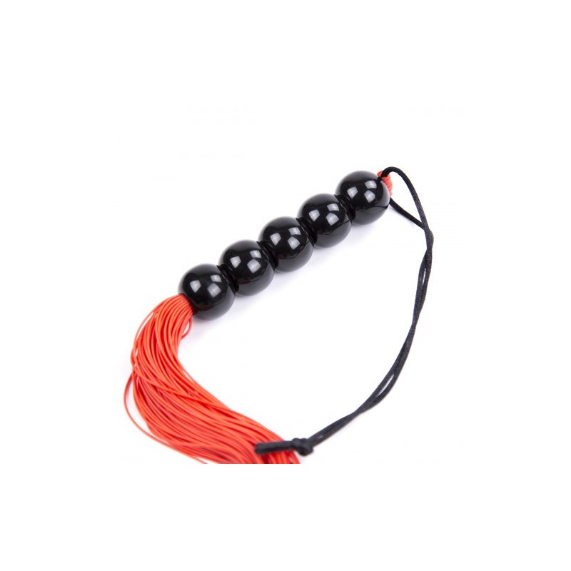 Κόκκινο Παιχνιδιάρικο μαστίγιο σιλικόνης με χάνδρινη λαβή 36 cm