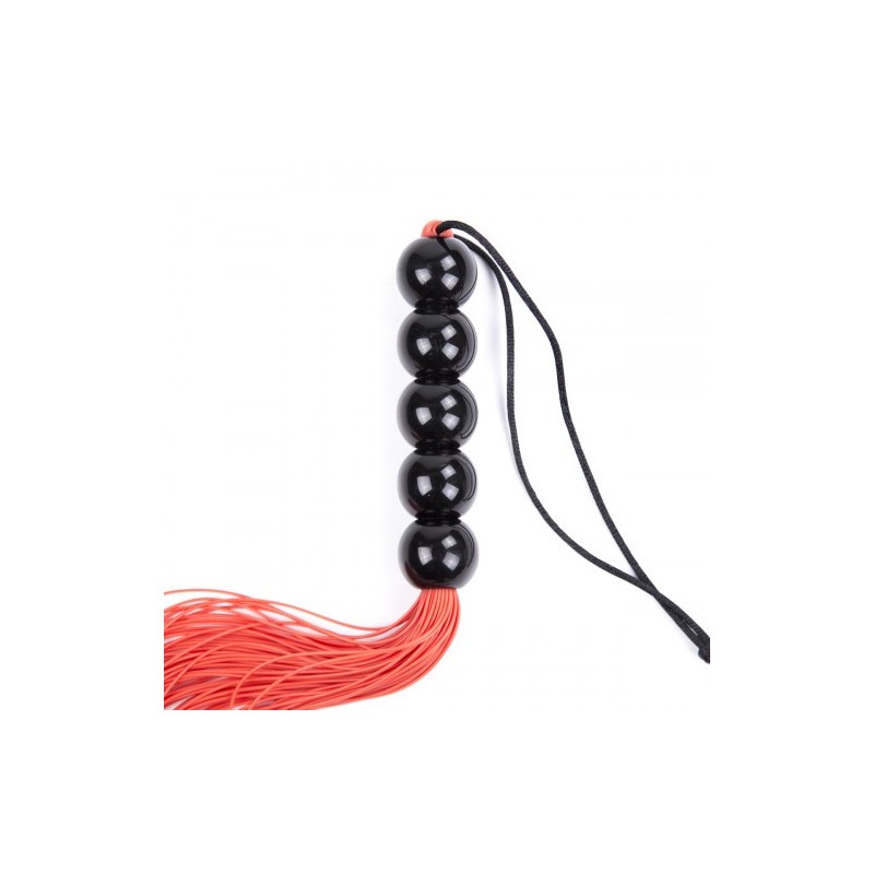 Κόκκινο Παιχνιδιάρικο μαστίγιο σιλικόνης με χάνδρινη λαβή 36 cm