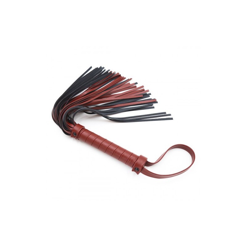 Δερμάτινο Απαλό Κόκκινο Μαύρο Μαστίγιο Naughty Toys 39 εκ