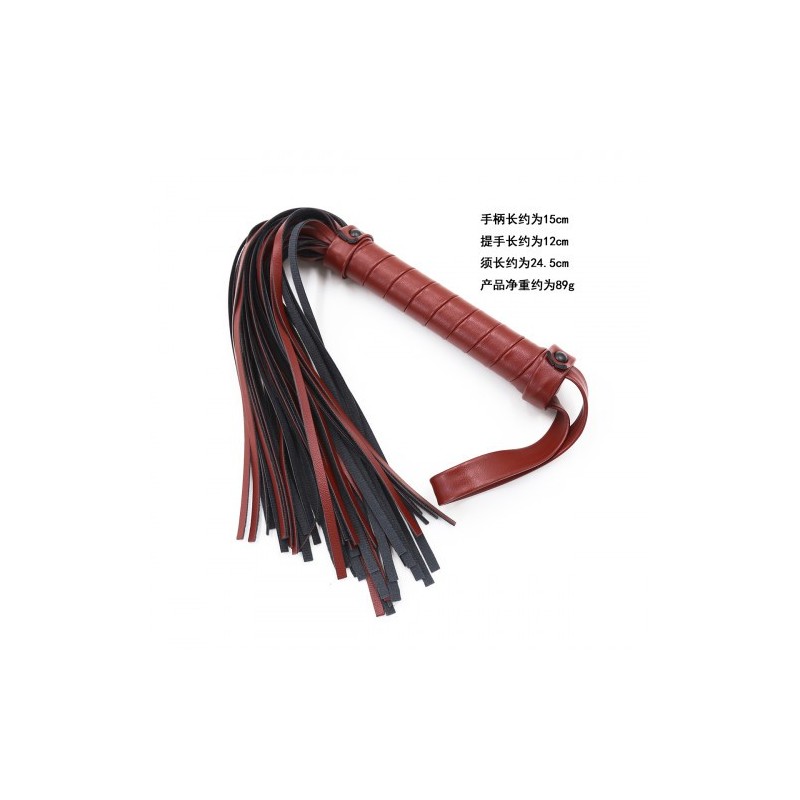 Δερμάτινο Απαλό Κόκκινο Μαύρο Μαστίγιο Naughty Toys 39 εκ