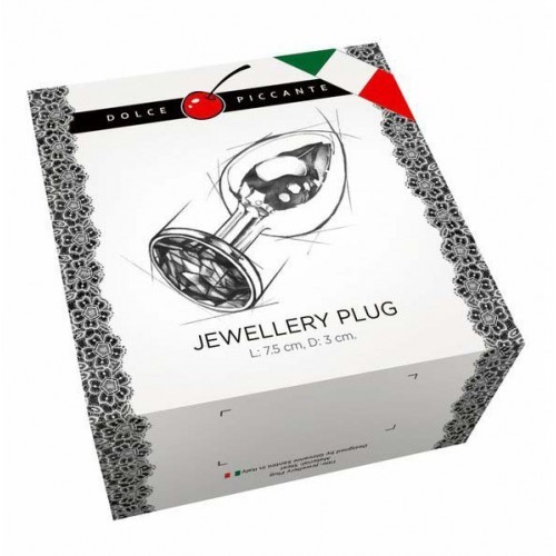 Dolce Piccante Gold Ribbed Steel Butt Plug With Pink Jewel Small