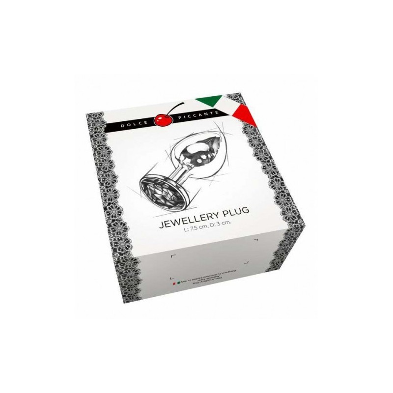 Dolce Piccante Gold Ribbed Steel Butt Plug With Pink Jewel Small