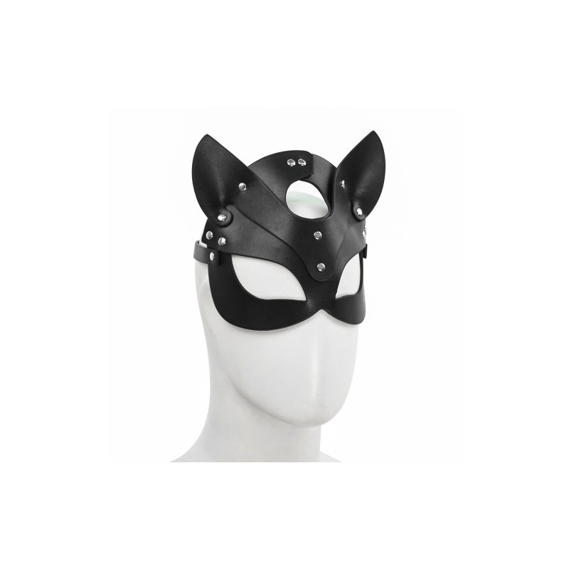 Black Leather Cat Mask O/S