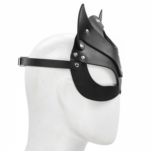 Black Leather Cat Mask O/S