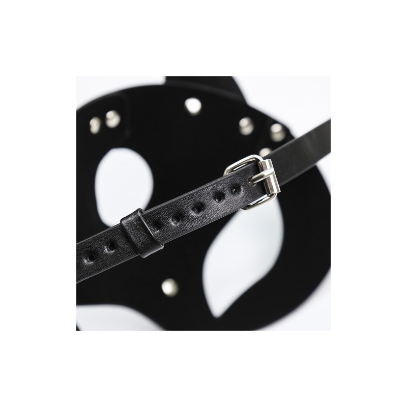 Black Leather Cat Mask O/S
