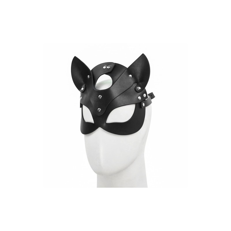 Black Leather Cat Mask O/S