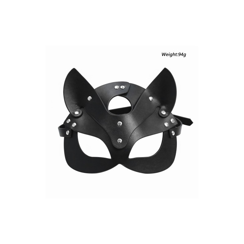 Black Leather Cat Mask O/S