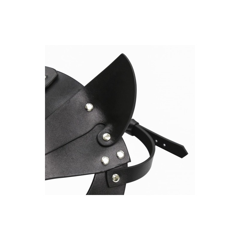 Black Leather Cat Mask O/S