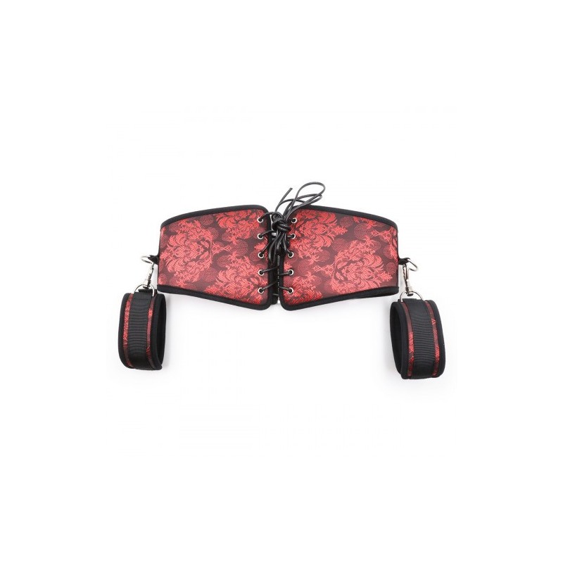 Six Piece Red Satin Bondage Set for Women