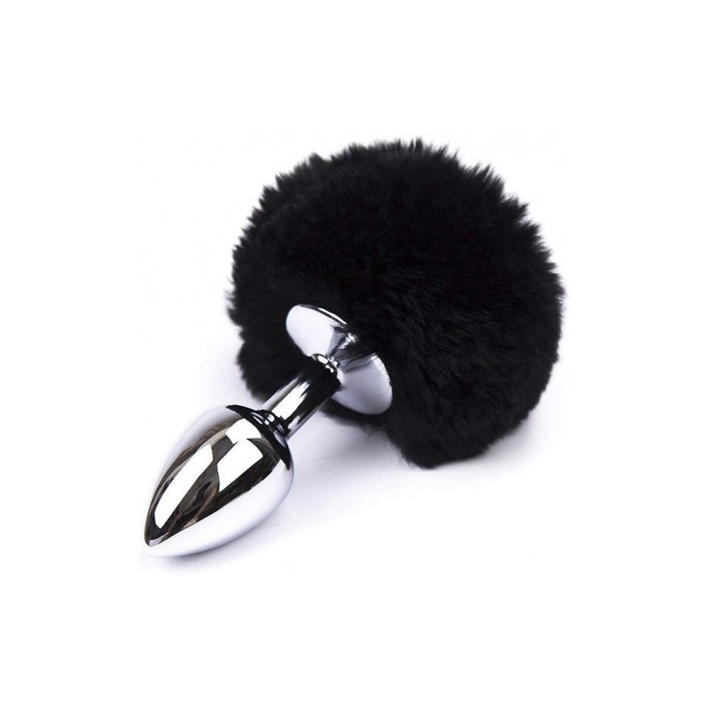 Μικρή Μαύρη ουρά κουνελάκι με μεταλλική πρωκτική σφήνα