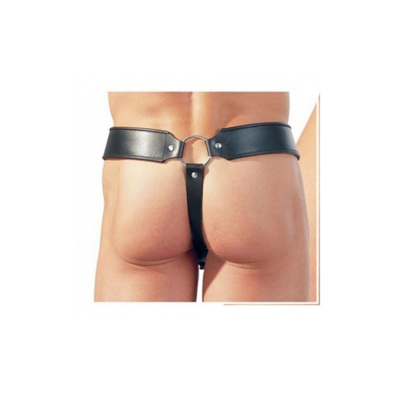 Δερμάτινη ζώνη περιορισμού πέους και όρχεων M-XL