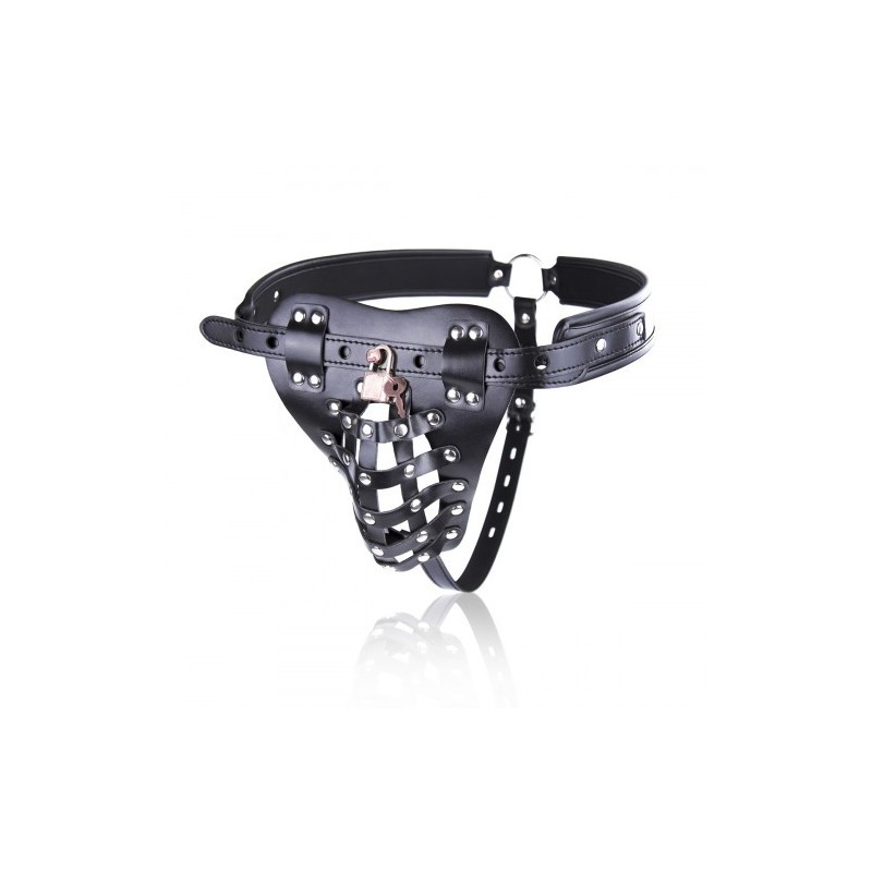 Δερμάτινη ζώνη περιορισμού πέους και όρχεων M-XL