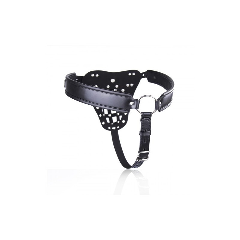 Δερμάτινη ζώνη περιορισμού πέους και όρχεων M-XL