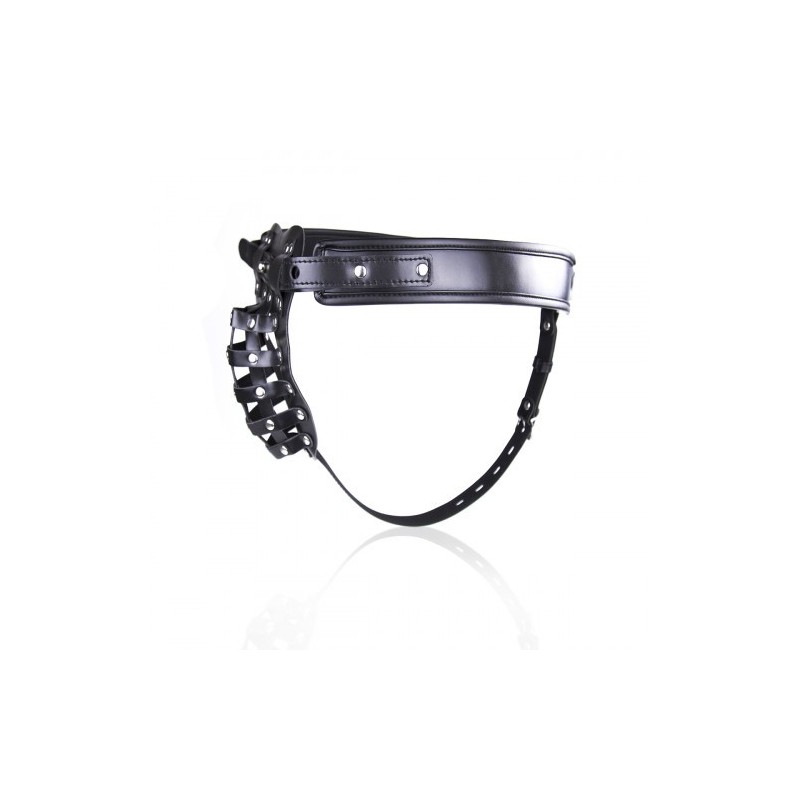 Δερμάτινη ζώνη περιορισμού πέους και όρχεων M-XL