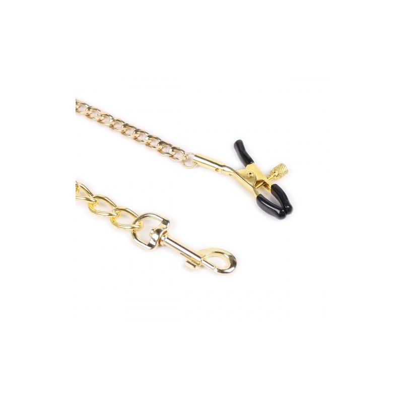 Collar Leash with Cuffs chained Nipple Clamps Red Black