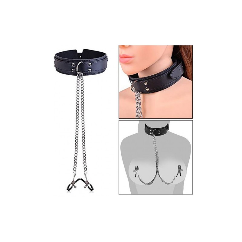 Κολάρο λαιμού με ρυθμιζόμενους σφιγκτήρες θηλών Naughty Toys