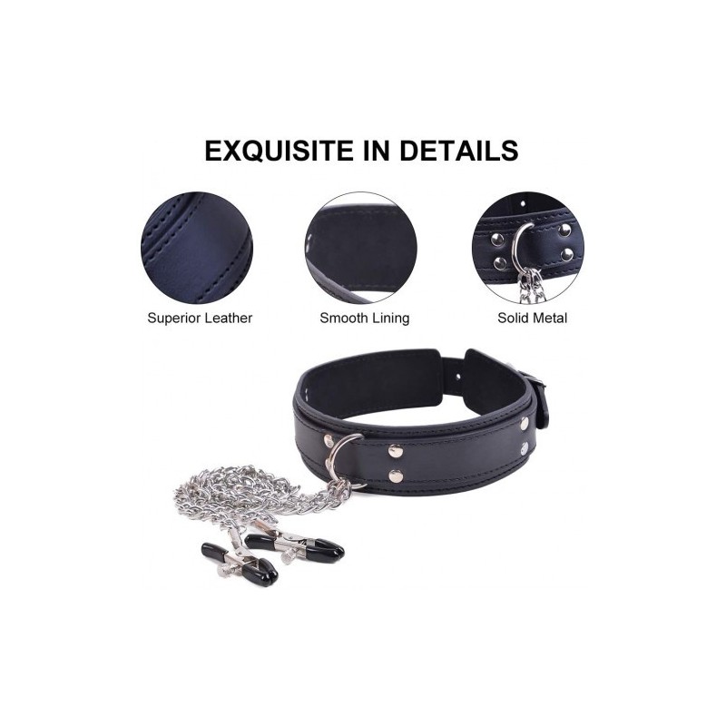 Κολάρο λαιμού με ρυθμιζόμενους σφιγκτήρες θηλών Naughty Toys