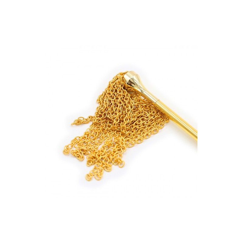 Χρυσό Φετιχιστικό μαστίγιο με μεταλλικά νήματα λουριά