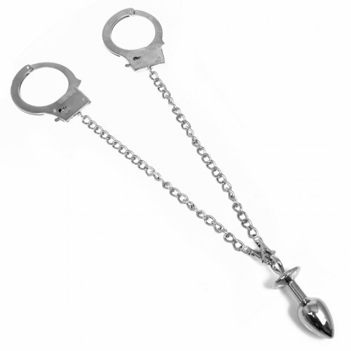 Μεταλλίκες χειροπέδες συνδυασμός με μεταλλική σφήνα πρωκτού