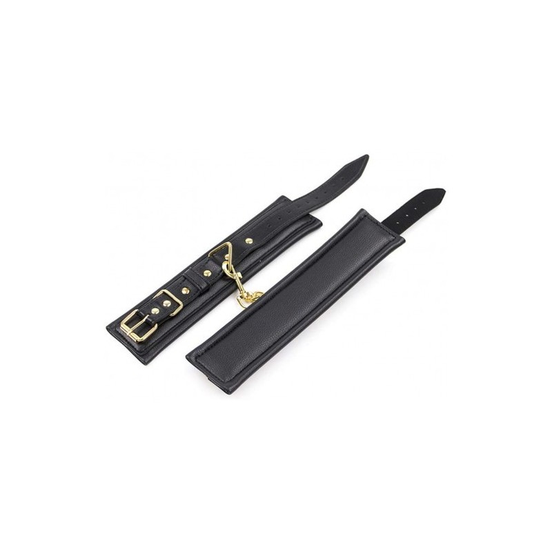 Μαύρα δερμάτινα φετίχ ΔΕΣΜΑ περιρισμού ΑΣΤΡΑΓΑΛΩΝ με χρυσή αλυσίδα