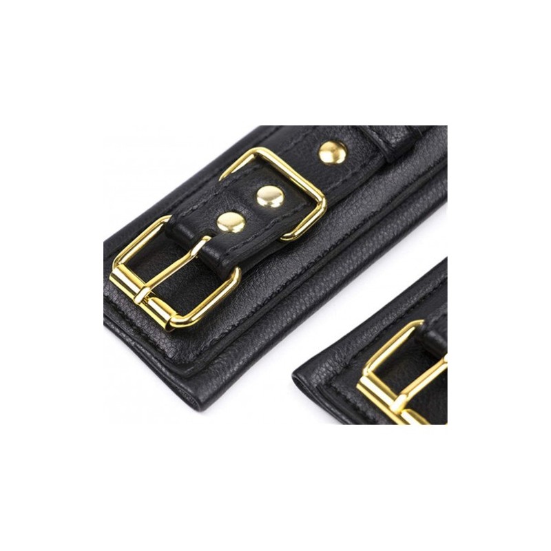 Μαύρα δερμάτινα φετίχ ΔΕΣΜΑ περιρισμού ΑΣΤΡΑΓΑΛΩΝ με χρυσή αλυσίδα