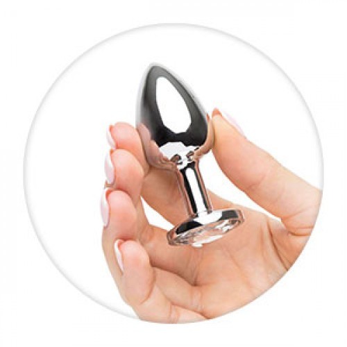 ΜΕΤΡΙΑ Μεταλλική Πρωκτική Σφήνα μέ κρυστάλλινο διαφανές Πετράδι 8εκ