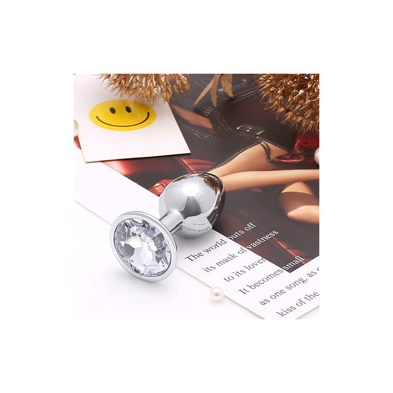 ΜΙΚΡΗ Μεταλλική Πρωκτική Σφήνα μέ κρυστάλλινο διαφανές Πετράδι 7εκ