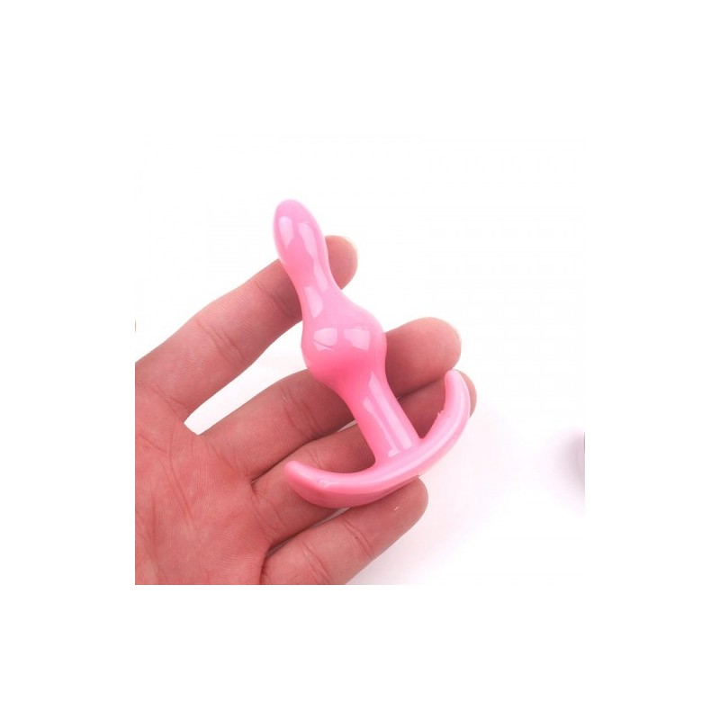 Μικρή ΡΟΖ πρωκτική σφήνα με μονή μπίλια για αρχάριους Naughty Toys 8 εκ