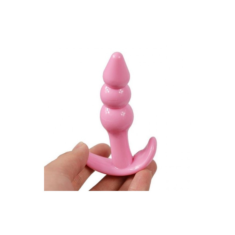 Μικρή ΡΟΖ πρωκτική σφήνα με τριπλή μπίλια για αρχάριους Naughty Toys 9 εκ