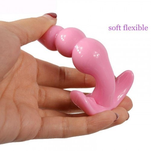 Μικρή ΡΟΖ πρωκτική σφήνα με τριπλή μπίλια για αρχάριους Naughty Toys 9 εκ